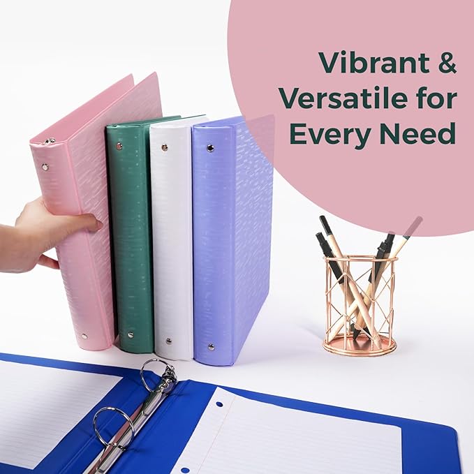 POPRUN 3 Ring Binder 1.5 Inch, PVC-Free, Holds 325 Sheets of 8.5 x 11 Paper, Extra Durable Organizer with 2 Pockets for School & Office, Heavy-Duty, 2 Pack, Cornflower Purple
