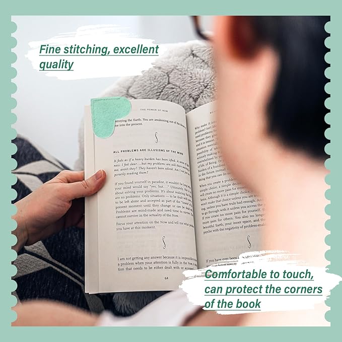 Leather Heart Bookmarks - Winjeto 6 Pieces Cute Corner Page Book Marks for Teachers Students Book Reading Lovers, for School Office Home Supplies (Furry（6pcs）)