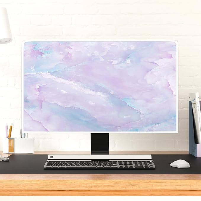 Baocicco Violet Marble Waterproof 65 Inch TV Dust Cover Anti-Static Dustproof Abstract Creative Desigen Television Accessories TV LCD Screen Texture TV Decoration for LED LCD OLED TVs