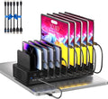415W Charging Station for Multiple Devices, 10-Port USB C Fast Charger Station, Dual PD 100W Charging Dock with Adjustable Dividers & 6 Cables-Device Organizer for Laptop MacBook, iPhone, iPad