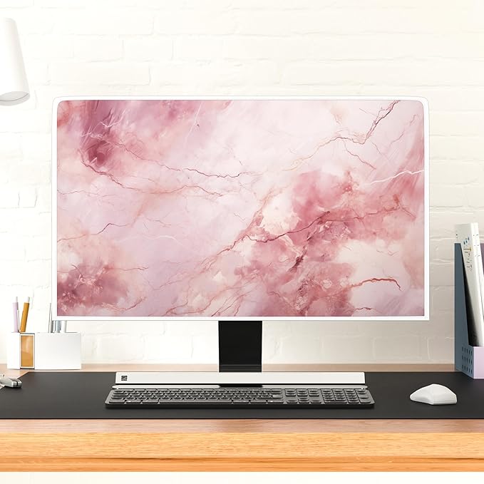 Baocicco Fashion Pink Marble Waterproof Television Cover 40, 41, 42, 43 Inch Full Body Covers for Television Screen Panel Case Computer Sleeve Compatible with PC, Desktop and TV LED LCD OLED