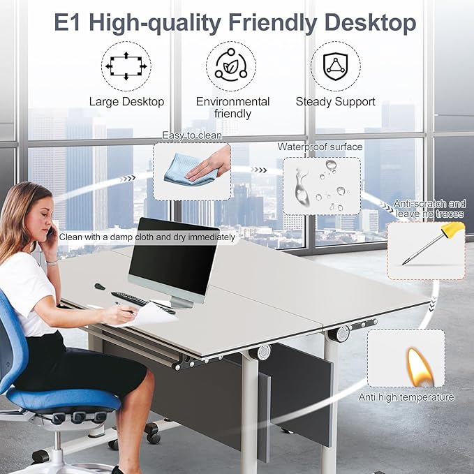 Conference Table for 4-10 People,Wooden Meeting Room Table with Thicken Tabletop and Wood Base,Modern Meeting Training Desk for Conference Room Tables Seminar Room (2Pack140*60 * 75cm)