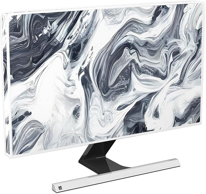 Baocicco Abstract Gray Marble Waterproof 26, 27, 28 Inch Anti-Static Dustproof LCD/LED/HD Dust Proof Monitor Covers for Computer Screen Abstract Modern Computer Decorations for Home Office
