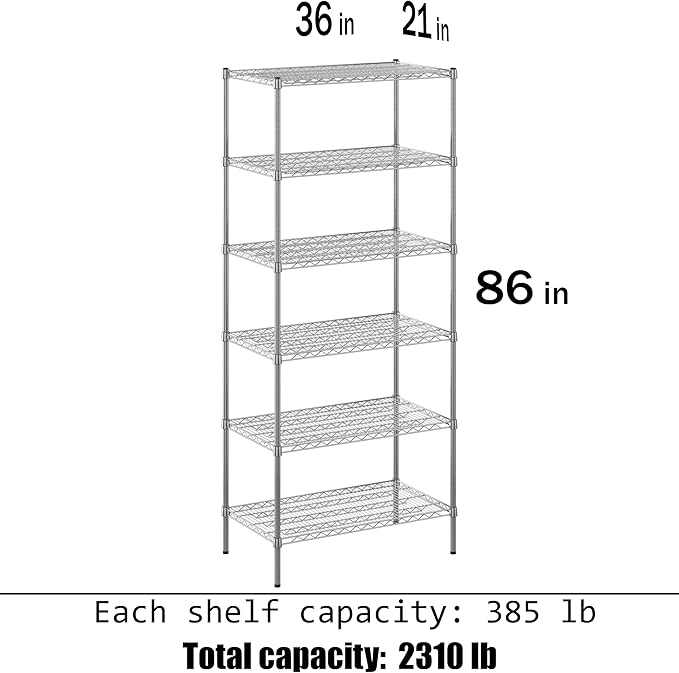 Regal Altair 21" Deep x 36" Wide x 86" Height Wire Shelving Kit | 6-Tier | NSF Commercial Storage Rack Unit