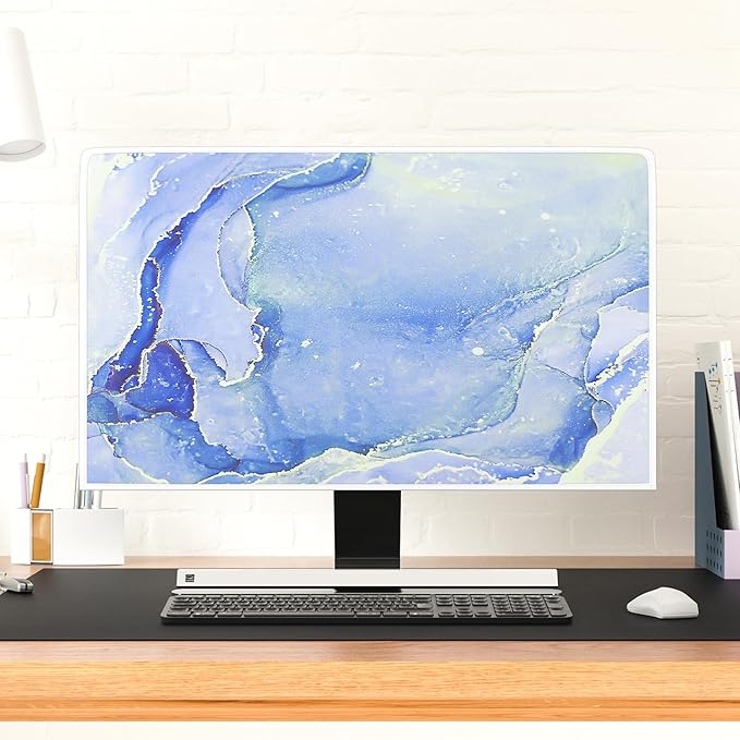 Baocicco Modern Violet Marble Waterproof Computer Monitor Dust Cover Anti-Static Dustproof Protective Cover for LCD/LED/HD 26, 27, 28 Inch Decorative Monitor Accessories Covers for Computer Screen