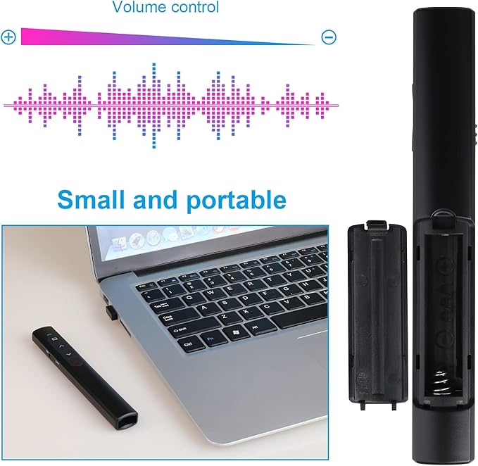 (2 Units) Wireless Presenter Remote with Case, Presentation Clicker with Hyperlink & Volume Remote Control PowerPoint Office Presentation Clicker for Keynote/PPT/Mac/PC/Laptop(Battery Included)
