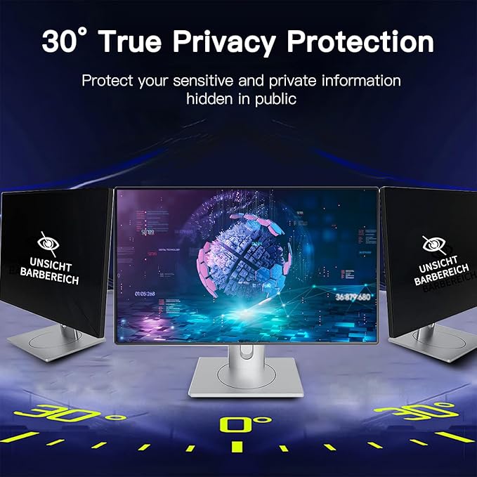[2 Pack] 2 Pack Magnetic Hanging Computer Privacy Screen 21.5 Inch for 16:9 Widescreen Monitor, Removable Privacy Screen Anti Glare Blue Light Computer Screen Privacy Shield, Anti-Scratch
