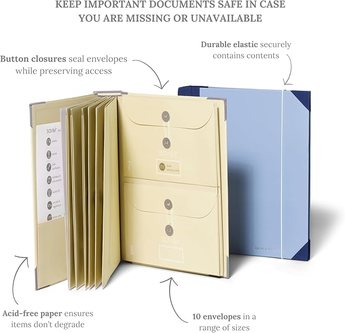 Savor | The Folio™ Document Organizer 2025 Edition | Premium Life Binder Acid-Free Custom Dyed Cloth-Bound Accordion Organizer w/ 10 Expandable Pockets | File Folders for Home Organization (Slate)