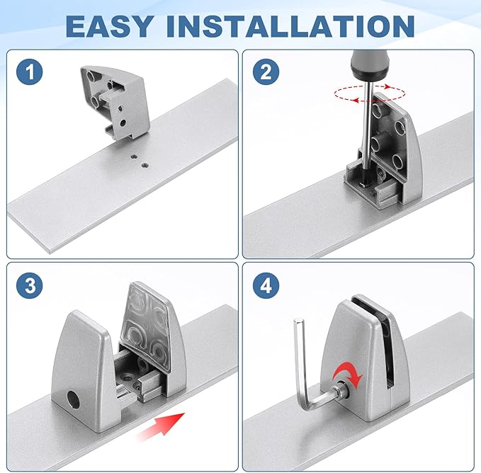 PATIKIL 1.8x1.3x2.5" Desk Divider Support Clamp, 2 Pcs Aluminum Desk Shield Clamp Desk Divider Partition Clamp Sneeze Guard Clamp Bracket for Office Home Desk Panel, White