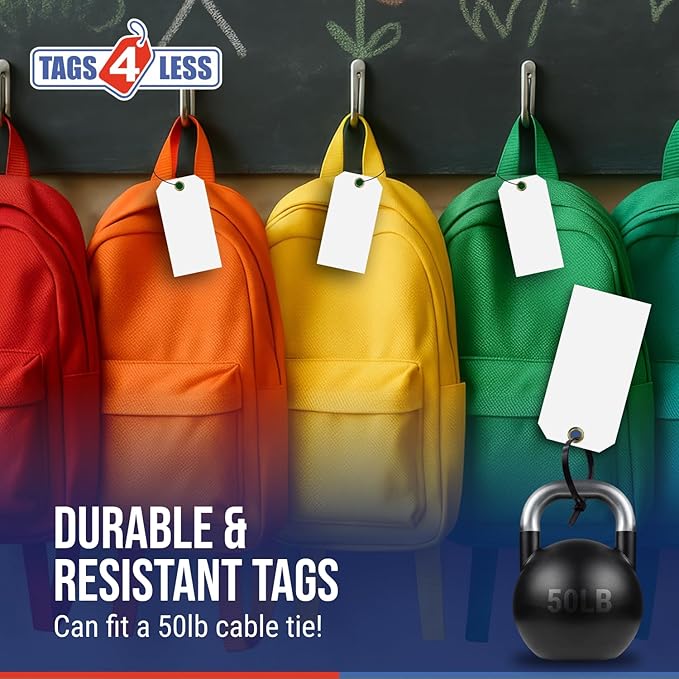Tags 4 Less 15 Mil Waterproof Plastic Tags, Pack of 100 – 2” x 4” Heavy Duty Plastic Tags for Labeling, Outdoor Tagging, Equipment Labeling, Luggage, Valves & More (Yellow)