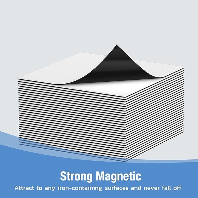 HOMiDEK Reusable Magnetic Sticky Notes, (30 Pack, 3x3 in) Dry Erase Magnets Magnetic Labels with Marker, Easy to Post Notes for Whiteboard, Fridge, Locker, Cabinet, Door - Office & Classroom