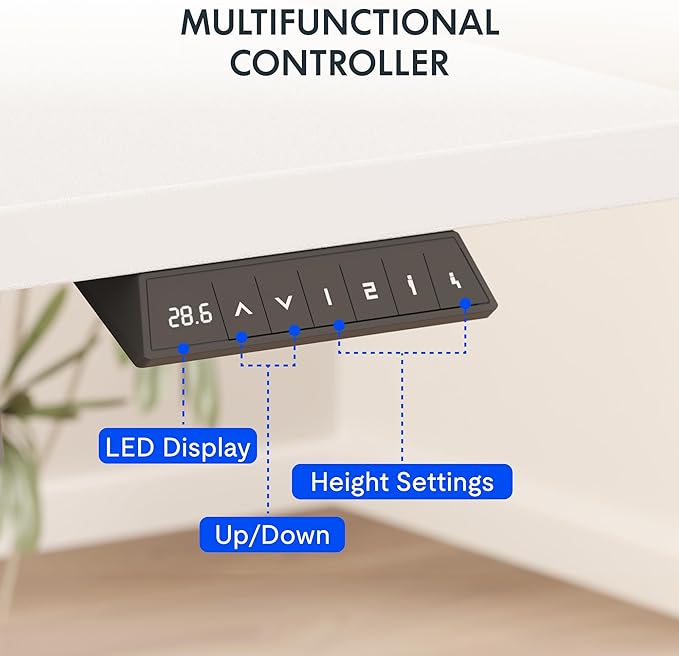 FLEXISPOT EN2 Whole-Piece Standing Desk with Clamp Power Strip, 55 x 28 Electric Stand Up Height Adjustable Desk with Cable Management (Black Frame + 55" White Top, 2 Packages)