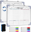 Lincia 12 x 16 Magnetic Dry Erase Chore Chart Board for Family Adults Double Side Family 2 in 1 Combo Chore Board Weekly Calendar Aluminum Frame for Wall 8 Markers 1 Eraser(Double Style)