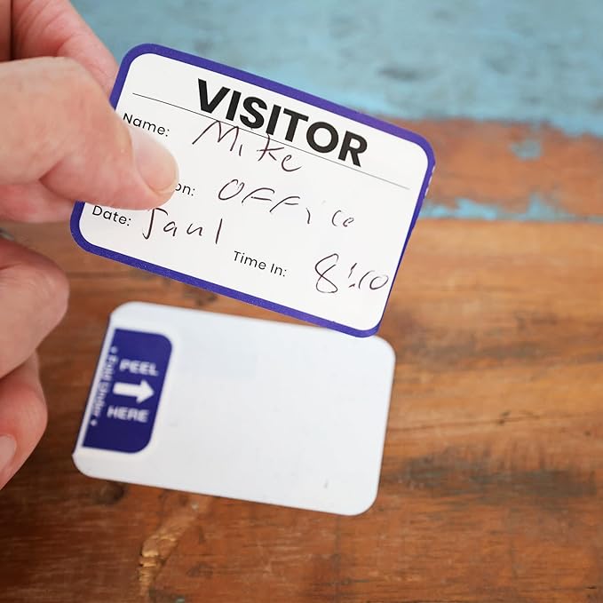Specialist ID Visitor Log Book for Business or Schools - Expiring Visitor Sticker Badges and Sign in Book with Carbon Copy Record Keeping for Guest Tracking - Spiral Binder Registry (200 Badges)