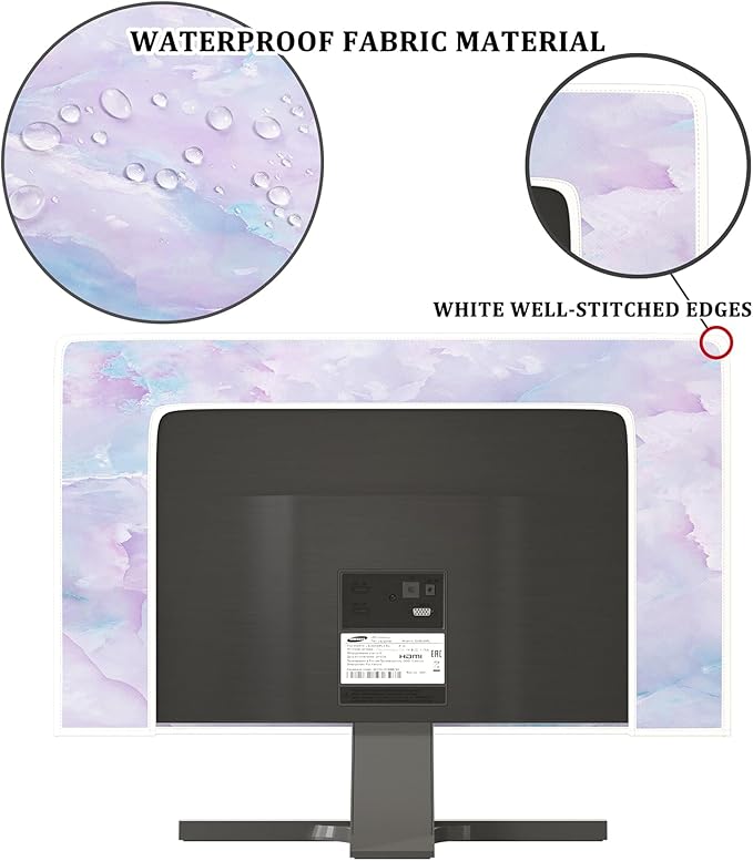 Baocicco Violet Marble Waterproof 50, 51, 52 Inch TV Dust Cover Anti-Static Dustproof Abstract Creative Desigen Television Accessories TV LCD Screen Texture TV Decoration for LED LCD OLED TVs