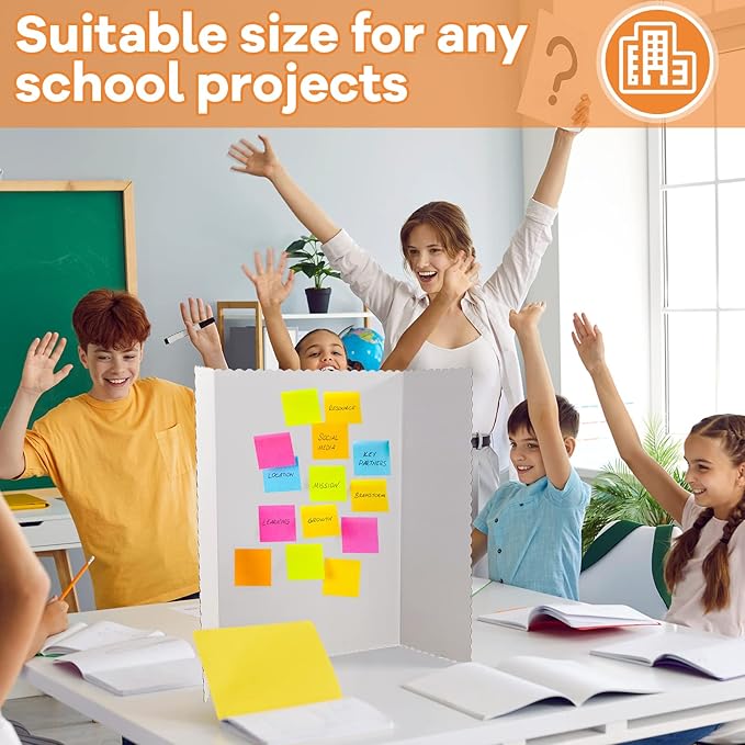 Henoyso 8 Pcs 36 x 48 Inch White Trifold Poster Board for Science Fair School Business Project Exhibition Large Tri Fold Presentation White Display Board Foldable Paperboard