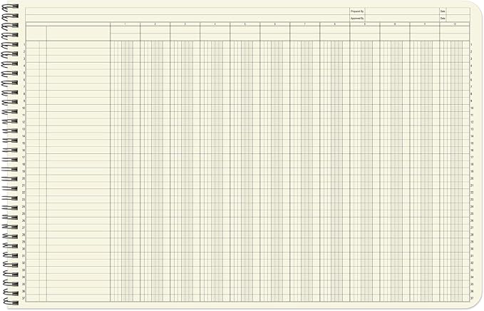BookFactory Accounting Ledger Notebook/Large 12 Column Accounting Ledger Columnar (Twelve Columns) Log Book - 17'' x 11'', 100 Pages, Wire-O Landscape Format (Made in USA)
