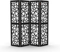VINGLI 70'' H Room Divider, Non-Woven Fabric Privacy Screen, Indoor Partition Wall Dividers, Freestanding Hinged Space Separator with Modern Unique Pattern (Black, 4 Panel)