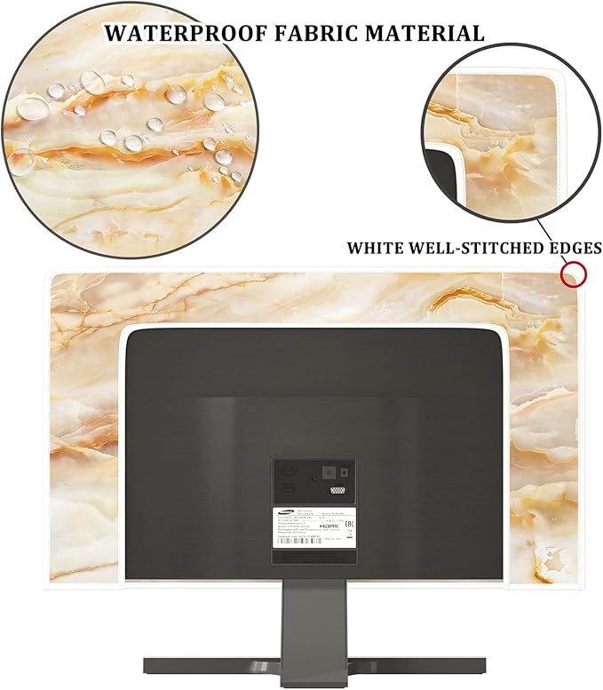 Baocicco Abstract Waterproof TV Screen Cover with Marble Design Aesthetic Television Covers for Xmas Decoration Anti-Static Dustproof Protective Cover for LED LCD OLED TVs 50, 51, 52 Inch