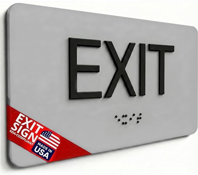 ADA Compliant Sign with Braille (6" x 3" Silver)