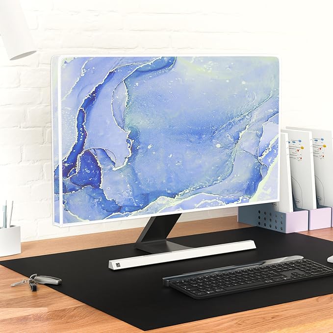 Baocicco Modern Violet Marble Waterproof Computer Monitor Dust Cover Anti-Static Dustproof Protective Cover for LCD/LED/HD 26, 27, 28 Inch Decorative Monitor Accessories Covers for Computer Screen