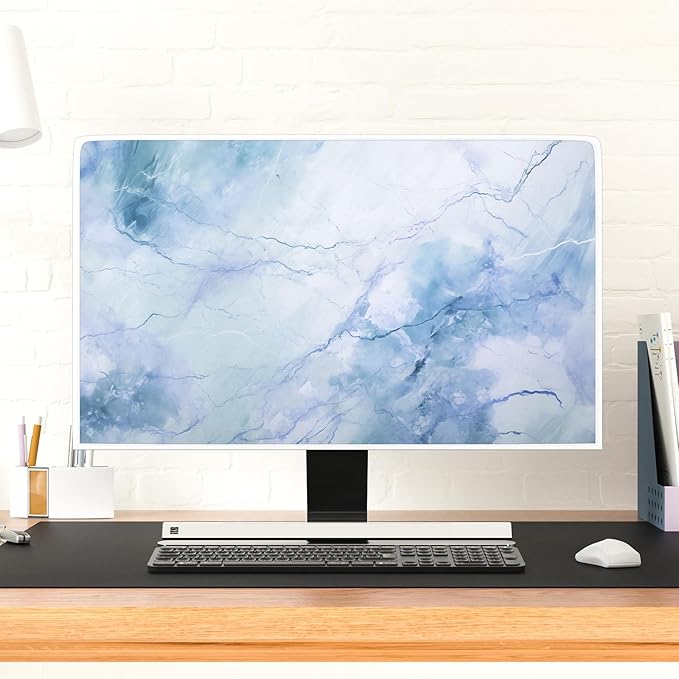 Baocicco Fashion Haze Blue Marble Screen TV Cover Cover 50, 51, 52 Inch Waterproof Full Body Covers for TV Display Screen Weatherproof Television Sleeve Compatible with Television LED LCD OLED TV