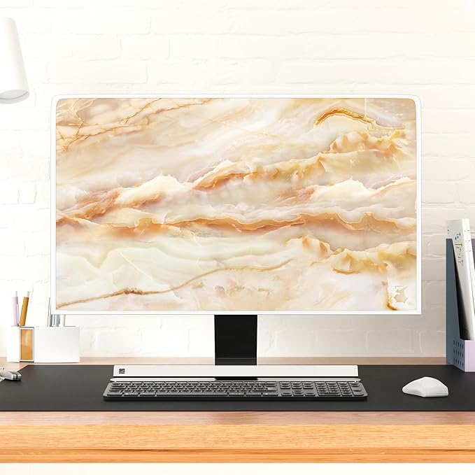 Baocicco Abstract Waterproof TV Screen Cover with Marble Design Aesthetic Television Covers for Xmas Decoration Anti-Static Dustproof Protective Cover for LED LCD OLED TVs 45, 46, 47, 48 Inch