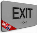 ADA Compliant Sign with Braille (6" x 3", Exit, Pearl Grey)