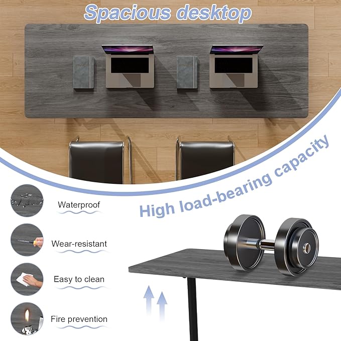 Conference Table Flip Top Mobile Conference Room Tables,Folding Conference Table with Wheels,Large Meeting Training Seminar Table Saving Space for Office Classroom(8C,55.1'')