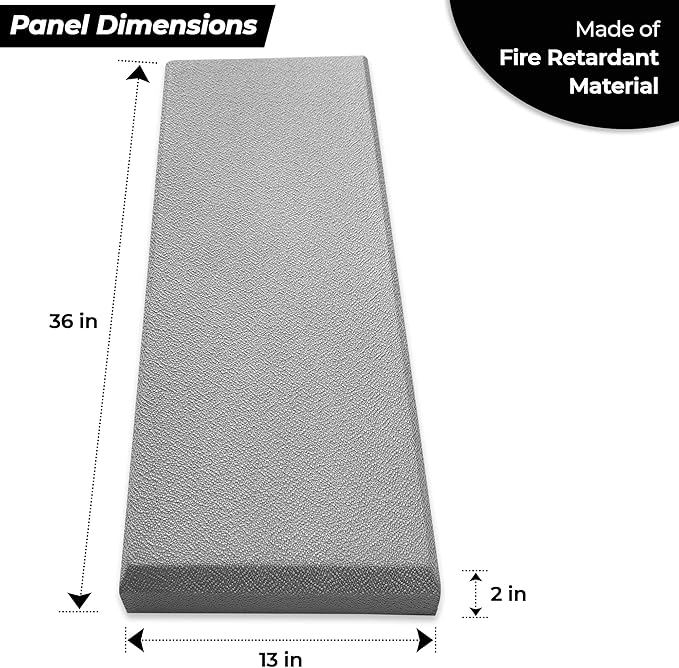 Tönnen Acoustic Panel Gray | Fiberglass 2-pack | Professional sound absorbing Panel | Decorative sound proof panel | acoustic wall panel (36x13x2 in) - Gray