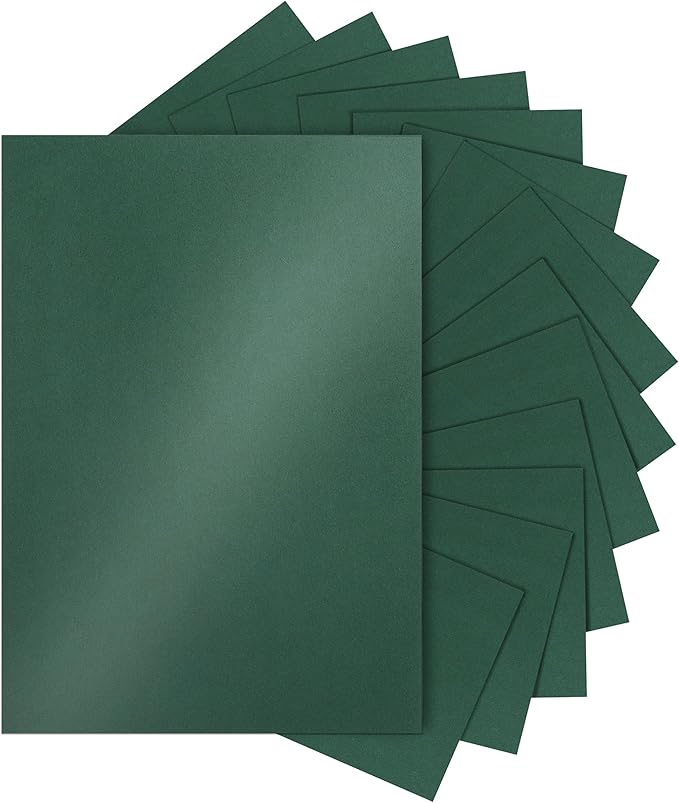 Silunkia 120 Sheets Dark Green Shimmer Cardstock 8.5 x 11 Metallic Paper, 92lb Heavyweight Craft Paper Card Stock for Christmas, Birthday Decorations, DIY Cards Making, Invitations