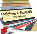Custom Name Plate with Choice of Mounting for Walls, Doors, Desk Holders, Cubicles, Hanging and More - Personalized Ivory Plastic Brown Letters - USA Made 2x8 - B5