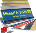 Custom Name Plate with Choice of Mounting for Walls, Doors, Cubicles, Hanging and More - Personalized Blue Plastic Yellow Letters - USA Made 2x12 - B20