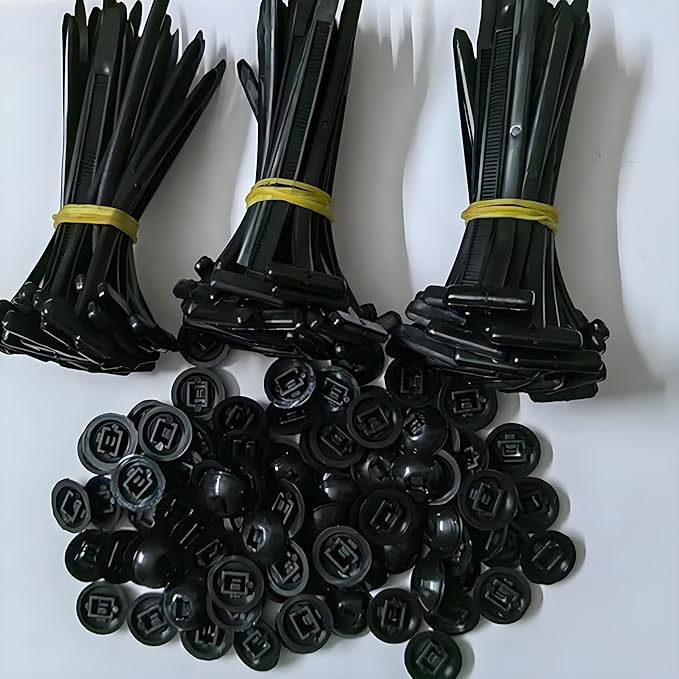 200 Pcs Nylon Universal Cable Tie Buckle with PP Storage Box - Multifunctional Zip Ties with Pin & Button, UV Resistant Fasteners for Car Repair, Bumper & Fender Clips (200PCS)
