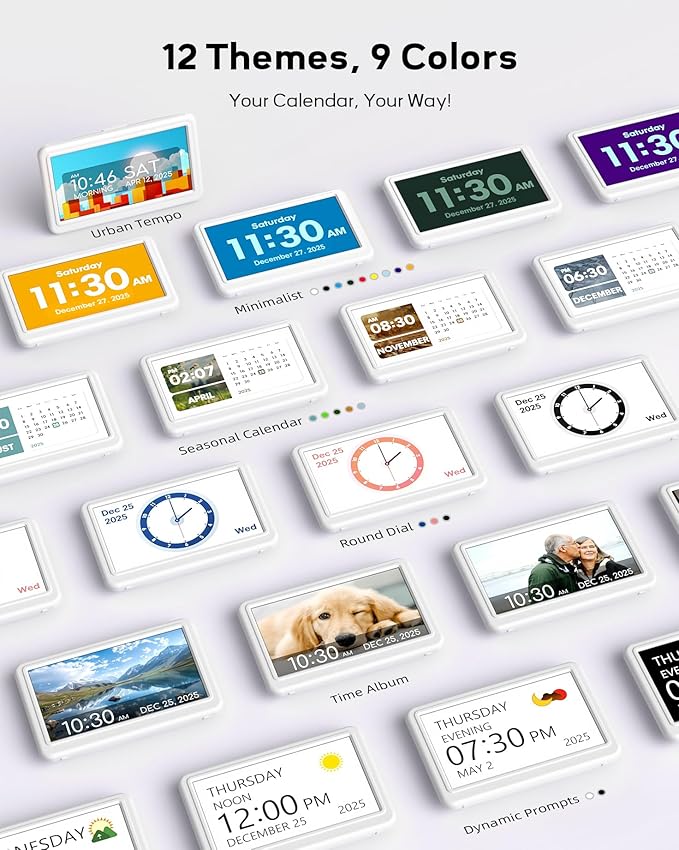 Mesqool Digital Clock for Seniors with Date & Day, 7" Large Display Calendar Alarm Clock with 20 Alarms and 20 Reminders, Morning & Afternoon Time Display, Easy to Read Bedside Clock for Elderly