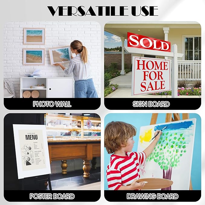 Elcoho 8 Pack White Foam Board, 24 x 36 Inch Acid-Free Foam Core Board, 5mm Thick Double Sided White Poster Boards for Presentation Art Display Office School Projects Crafting Sign Making
