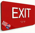 ADA Compliant Sign with Braille (6" x 3" Exit, Red)