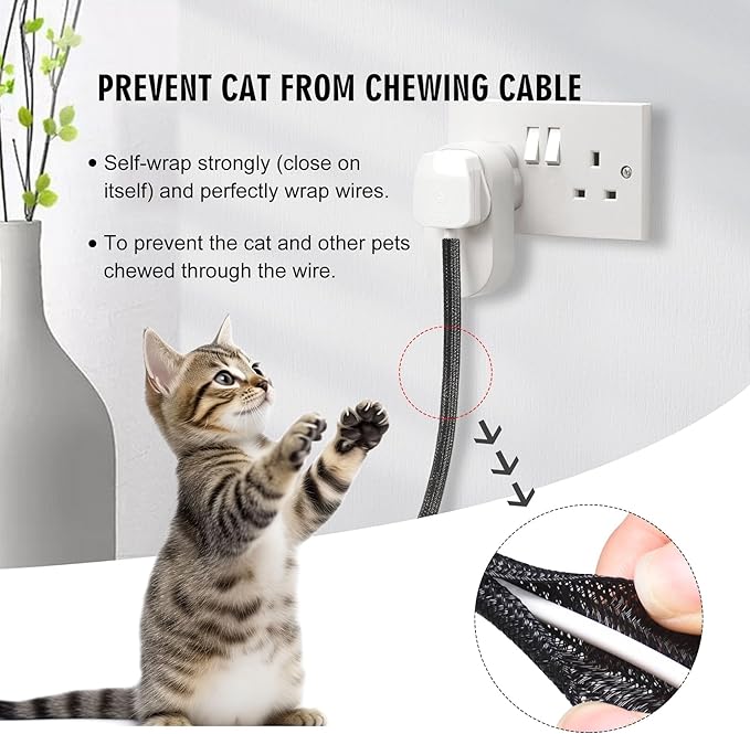 Moxita 10ft - 1/2 inch Cord Protector Cable Sleeve Split Wire Loom Tubing for Power Cord Audio USB Cable, Cord Sleeve Cable Management for TV Computer, Cord Protectors from Pets Chewing, Black