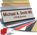 Personalized Name Plate with Choice of Mounting for Walls, Doors, Desk Holders, Cubicles, Hanging and More - Custom Light Gray Plastic Burgundy Letters - USA Made 2x8 - B21