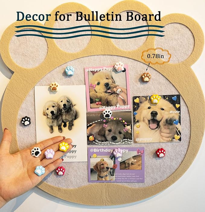 30Pcs Push Pins for Bulletin Board, Cute Push pins,Decorative Thumb Tacks, Cork Boards for Walls, for Women Office Decor,Classroom Decor,Cubical Decor,Home Decor (30-Cat Paw)