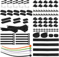 319pcs Cable Management Organizer Kit, Desk Cord Organizer, 98 Adhesive Cable Clips Holder, 17 Reusable Cable Strap, 4 Cable Sleeve Split, and 200 Nylon Cable Zip Ties (Black)