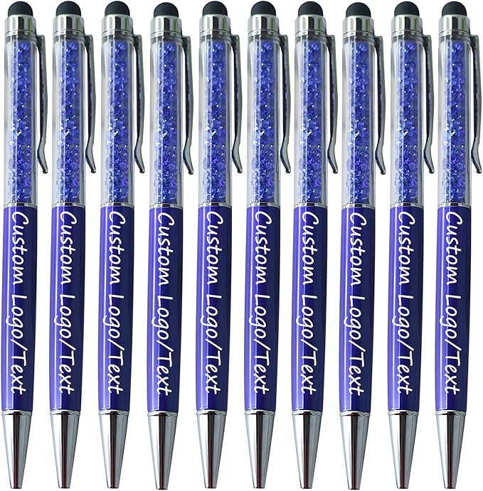 Yucold Customized Pens with Name/Logo - Touch Screen Stylus Ballpoint Pen, Perfect for Weddings, Business & Personalized Gifts (Royal blue,10)