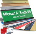 Custom Name Plate with Choice of Mounting for Walls, Doors, Cubicles, Hanging and More - Personalized Green Plastic White Letters - USA Made 2x12 - B6