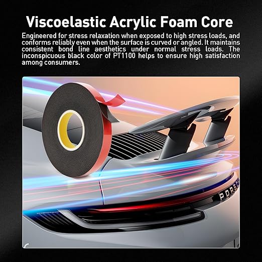 Automotive Acrylic Plus Attachment Tape 0.39" x 18Ft Made of 3M Double Sided Tape PT1100 Heavy Duty for Moldings Claddings Panels Pads and Other Car Automotive Applications