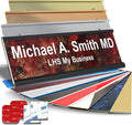 Personalized Name Plate with Choice of Mounting for Walls, Doors, Desk Holders, Cubicles, Hanging and More - Custom Gloss Rustico Granite Plastic White Letters - USA Made 2x8 - S2