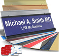 Personalized Name Plate with Choice of Mounting for Walls, Doors, Desk Holders, Cubicles, Hanging and More - Custom Purple Plastic White Letters - USA Made 2x8 - B13