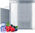 Amiff Silver Thermal Bubble Mailer, 15 x 17 Inches. 100 Pack Metallic Bubble Mailers. Self-Seal Insulated Mailers for Cold Shipping. Padded Envelopes Waterproof. Thermal Bag for Food, Cosmetics