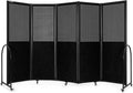 Folding Room Partition,Freestanding Privacy Divider,Portable Office Divider Wall,Commercial Space Partition Screen,Perforated Felt Panel Design,10'6"W x 6'7"H,5 Panel,Black