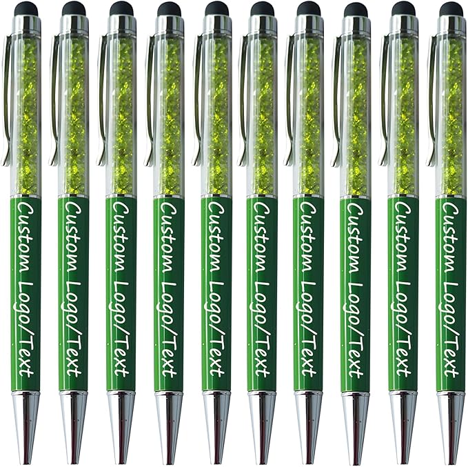Yucold Customized Pens with Name/Logo - Touch Screen Stylus Ballpoint Pen, Perfect for Weddings, Business & Personalized Gifts (Military Green,300)