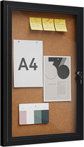 36"x24" Lockable Enclosed Bulletin Board, Outdoor Cork Weather-Resistant Aluminum Frame Notice Board, Wall Mounted Display Case Acrylic Doors for School,Office,Black Frame w/Cork